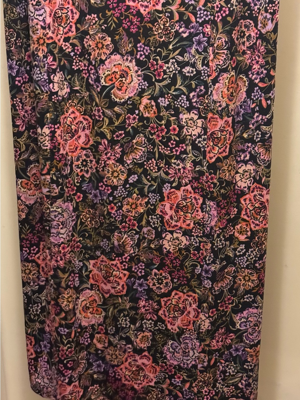 MSK Black Floral Top with Pink, Purple & Orange Blooms Size XL NWOT - Picture 8 of 13